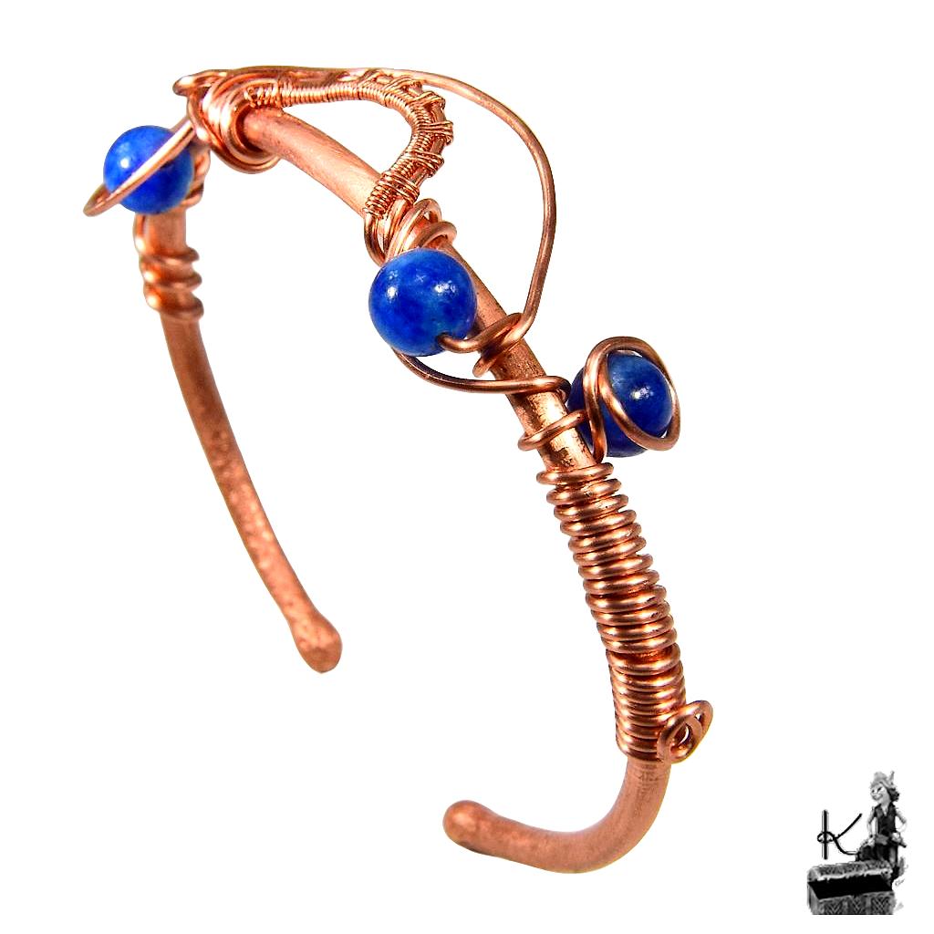Bracelet jonc Mati - cuivre naturel et cyanite – Image 2