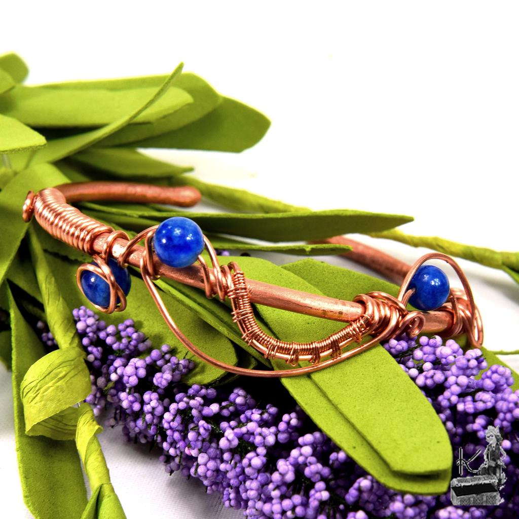 Bracelet jonc Mati - cuivre naturel et cyanite – Image 3