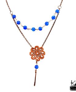 Collier Carline - fleur electroformée et cyanite – Image 2
