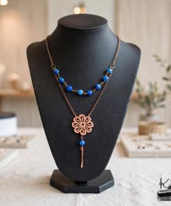 Collier Carline - fleur electroformée et cyanite – Image 6