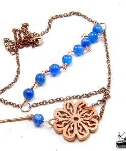 Collier Carline - fleur electroformée et cyanite – Image 5