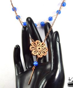 Collier Carline - fleur electroformée et cyanite – Image 3