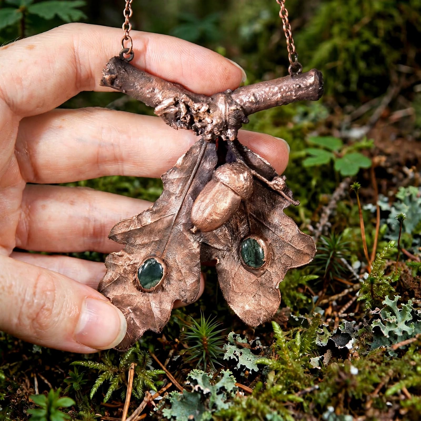 Collier Dagad - electroformé avec agates mousse – Image 5