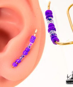 Boucle d'oreille grimpante Elian - cuivre et perles en verre – Image 3