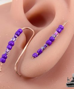 Boucle d'oreille grimpante Elian - cuivre et perles en verre – Image 4