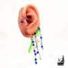 Tour d'oreille ear cuff Melyra en cuivre tissé fait main et perles de verre, bijou elfique sans perçage Le Trésor des Korriganes.