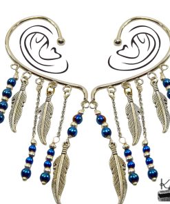Tour d’oreille / ear-cuff Azurine - plume de nuit – Image 5