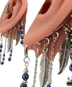 Tour d’oreille / ear-cuff Azurine - plume de nuit – Image 4