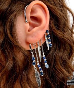 Tour d’oreille / ear-cuff Azurine - plume de nuit – Image 3