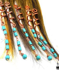 Alternative view of Lot de 5 spirales à cheveux en cuivre et howlite