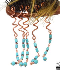 Lot de 5 spirales à cheveux en cuivre et howlite – Image 4