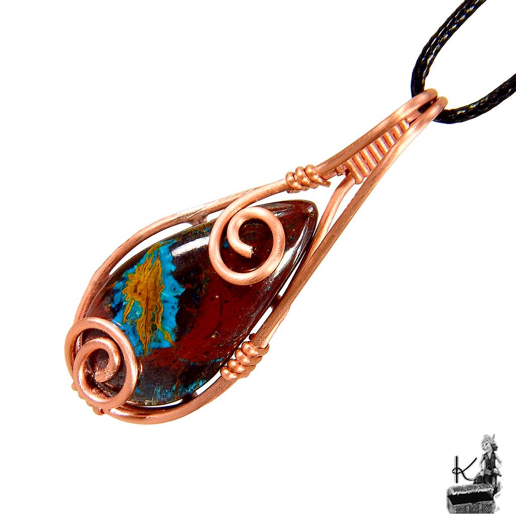 Pendentif Azelia - Chrysocolle Cuprite wire wrapped – Image 2
