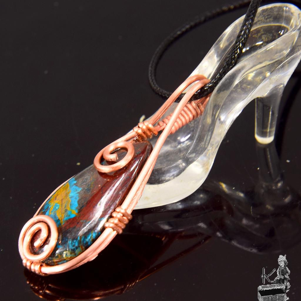 Pendentif Azelia - Chrysocolle Cuprite wire wrapped – Image 4