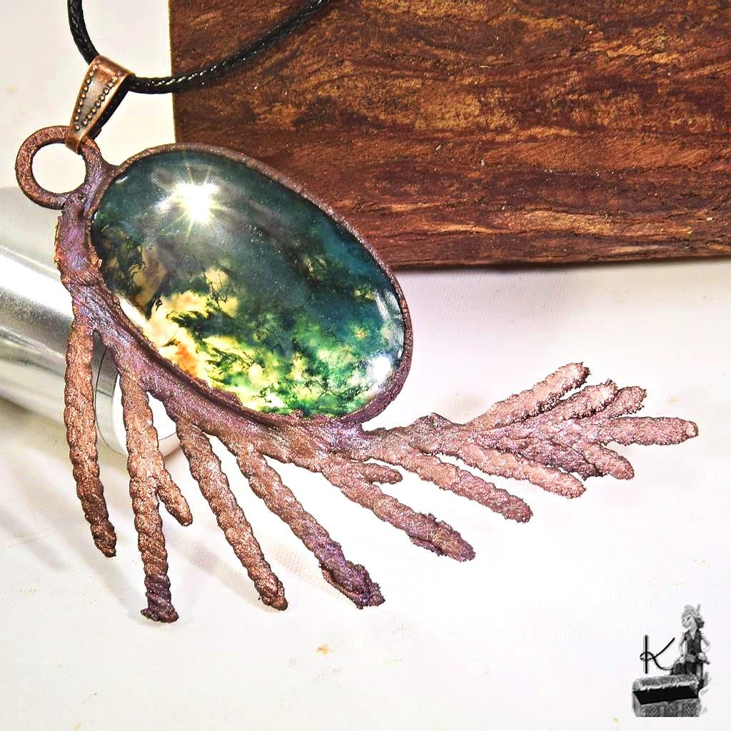 Pendentif Kirio - agate mousse et thuya éléctroformé – Image 4