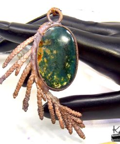 Alternative view of Pendentif Kirio - agate mousse et thuya éléctroformé
