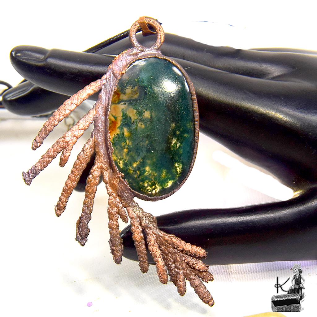 Pendentif Kirio - agate mousse et thuya éléctroformé – Image 2