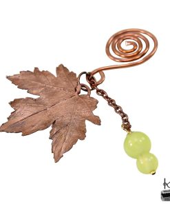 Poids pour sachet de thé en cuivre et peridot "Ketty" – Image 2