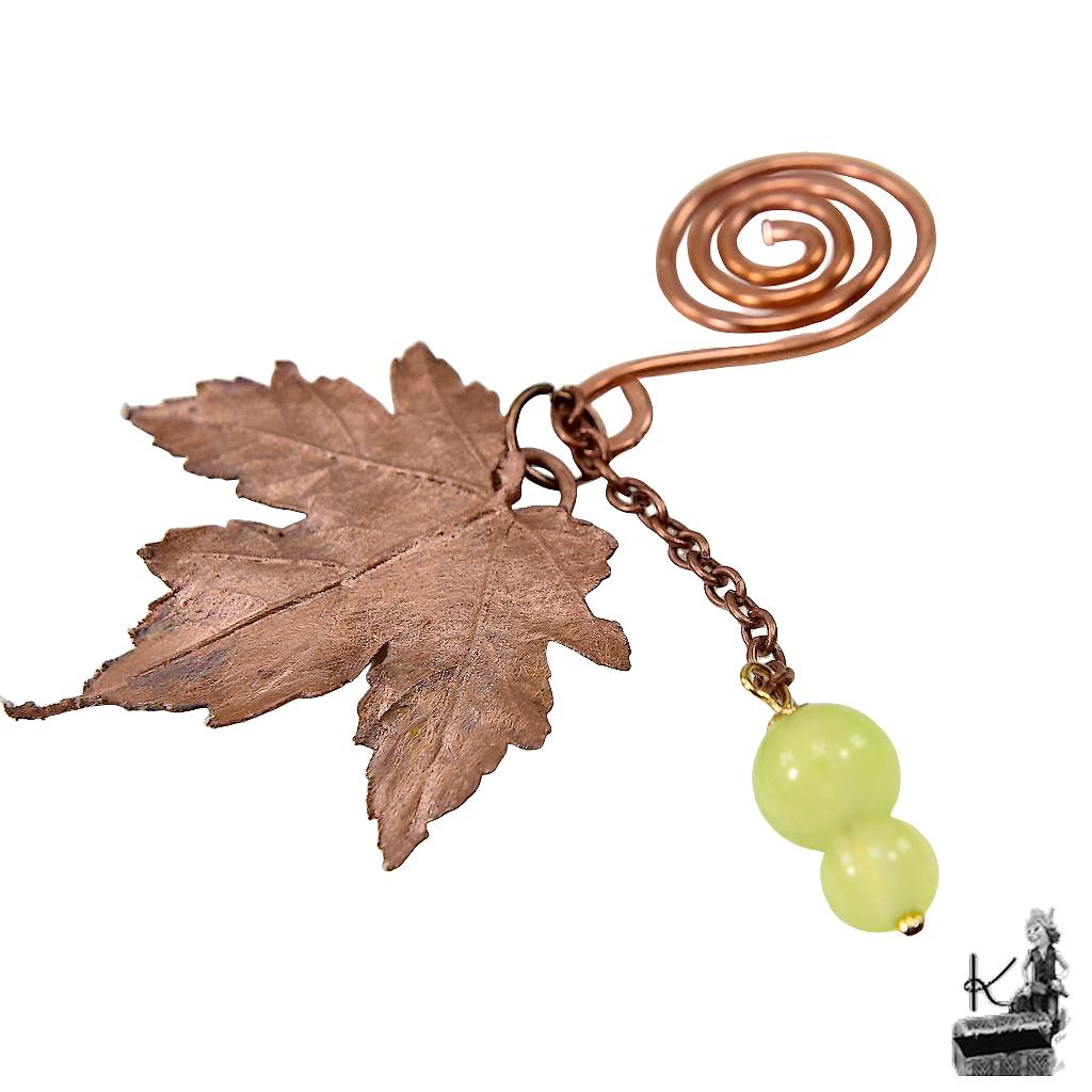 Poids pour sachet de thé en cuivre et peridot "Ketty" – Image 2
