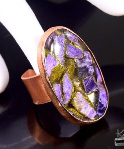 Bague ajustable Murasaki - charoite cuivre – Image 5