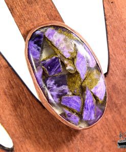 Bague ajustable Murasaki - charoite cuivre – Image 4