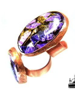 Alternative view of Bague ajustable Murasaki - charoite cuivre