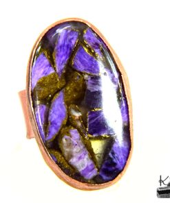 Bague ajustable Murasaki - charoite cuivre – Image 3