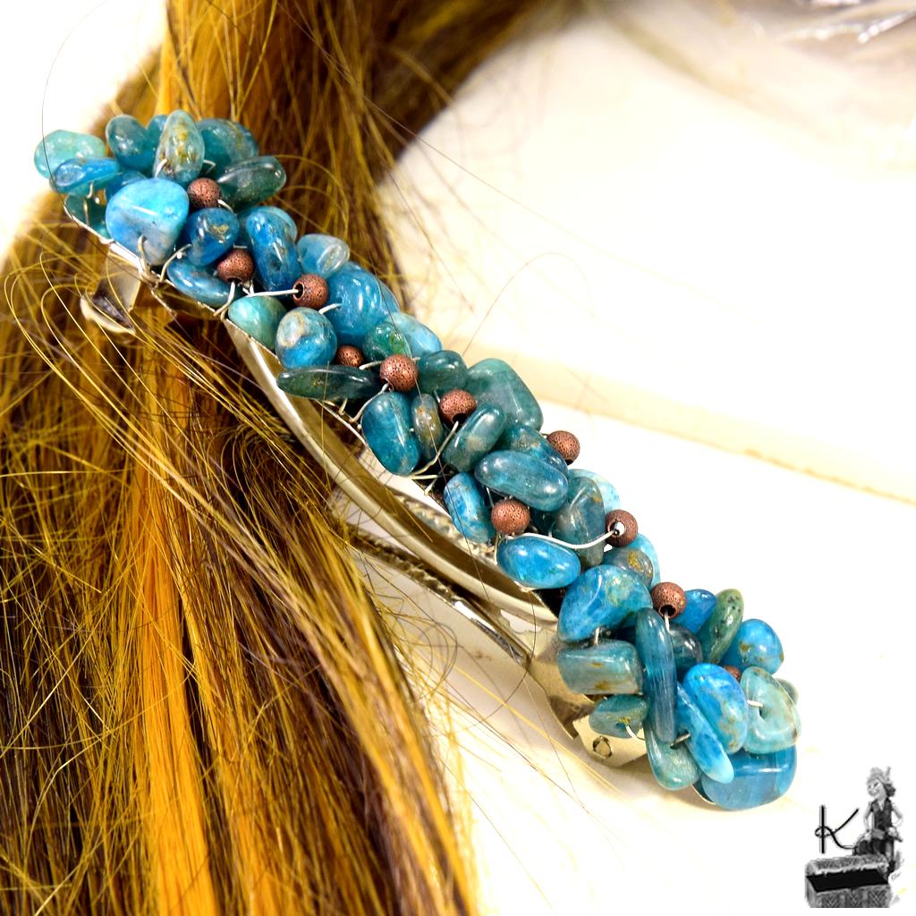 Barrette cheveux Ondine - opale bleue – Image 3