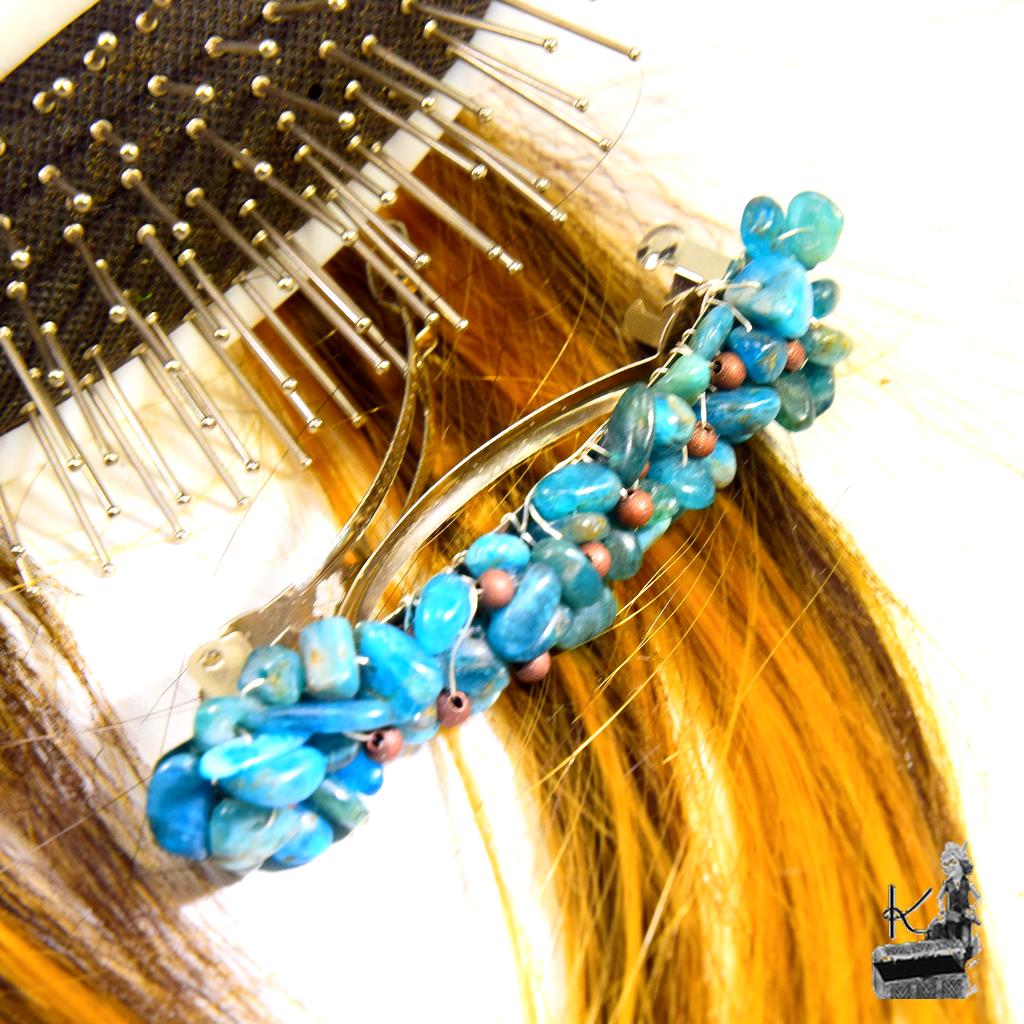 Barrette cheveux Ondine - opale bleue – Image 4