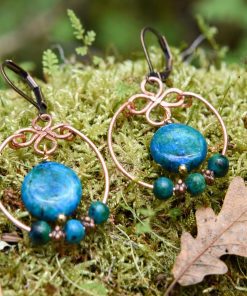 Boucles d'oreille Anaé - azurite chrysocolle et cuivre – Image 5