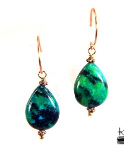 Alternative view of Boucles d'oreille Mélusine - azurite chrysocolle
