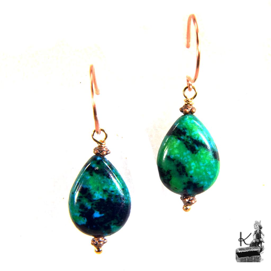 Boucles d'oreille Mélusine - azurite chrysocolle – Image 2