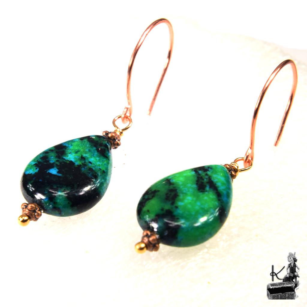 Boucles d'oreille Mélusine - azurite chrysocolle – Image 3