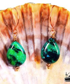 Boucles d'oreille Mélusine - azurite chrysocolle – Image 4