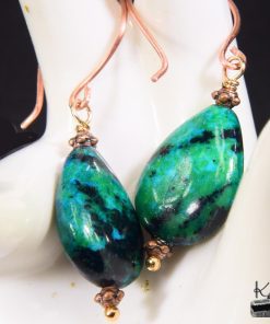 Boucles d'oreille Mélusine - azurite chrysocolle – Image 5