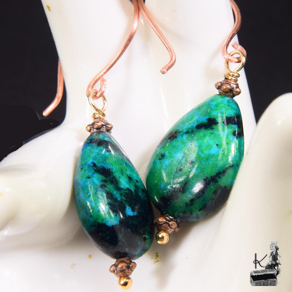 Boucles d'oreille Mélusine - azurite chrysocolle – Image 5