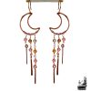 Boucles d'oreilles artisanales Noctuelle en cuivre naturel et pierres de tourmaline pastèque