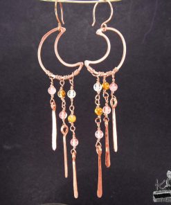 Boucles d'oreille Noctuelle - cuivre et tourmaline pastèque – Image 3