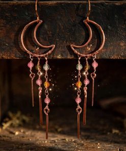 Boucles d'oreille Noctuelle - cuivre et tourmaline pastèque – Image 4