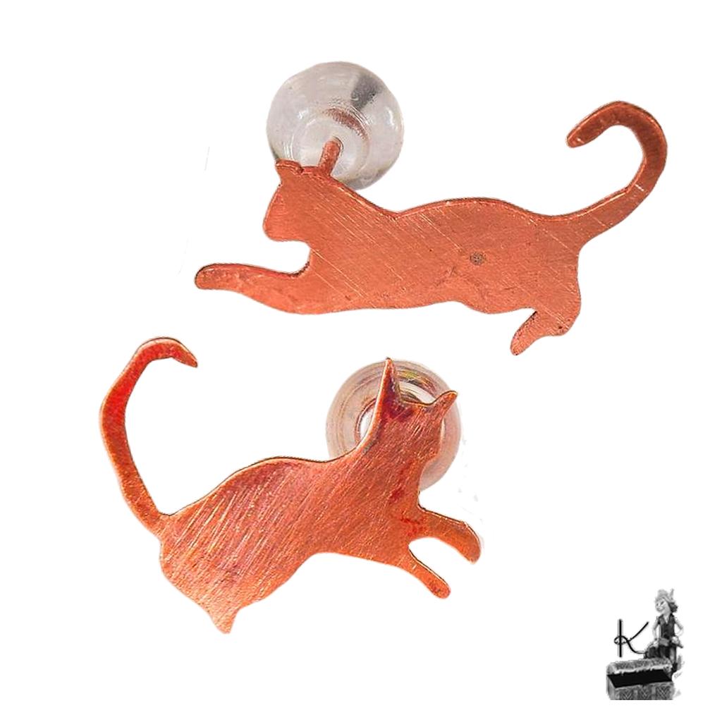 Boucles d’oreille tiges Filou – cuivre naturel – Image 3