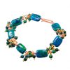 Bracelet artisanal Liane d'Anaé en cuivre naturel et pierres d'azurite chrysocolle bleu-vert.