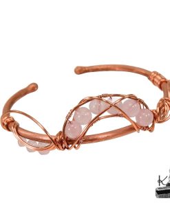 Bracelet Jonc Liora – cuivre naturel et quartz rose – Image 3