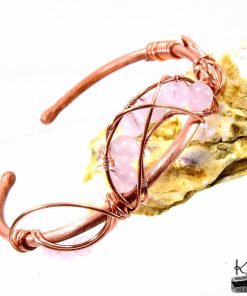 Bracelet Jonc Liora – cuivre naturel et quartz rose – Image 2