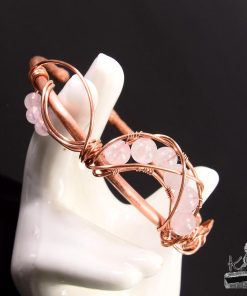 Bracelet Jonc Liora – cuivre naturel et quartz rose – Image 4