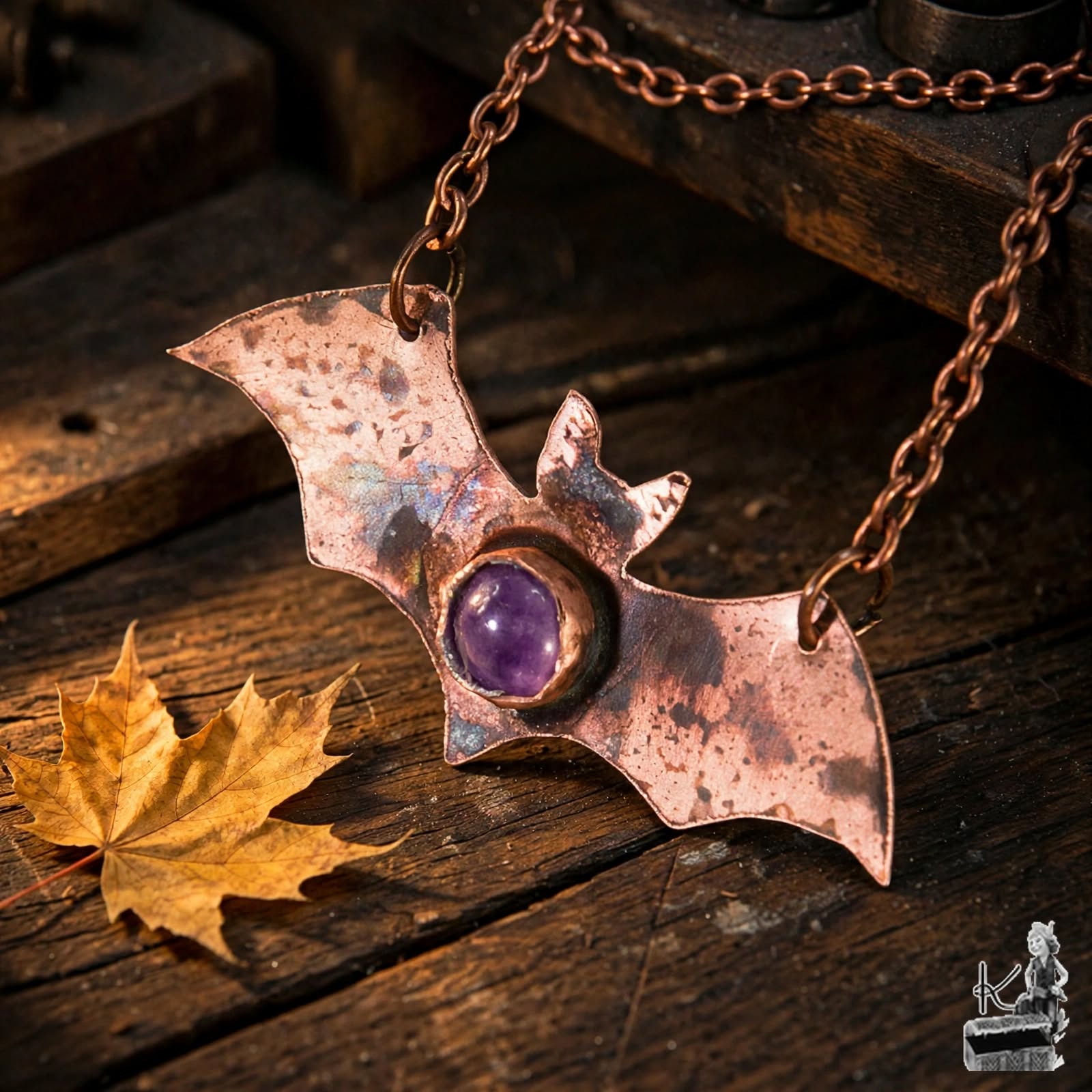 Collier Vespera - améthyste et cuivre patiné – Image 2