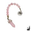 Échelle de sorcière artisanale en quartz rose avec pendule récepteur pour méditation et magie des nœuds