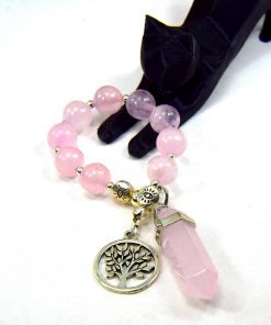 Echelle de sorcière en quartz rose avec pendule – Image 4