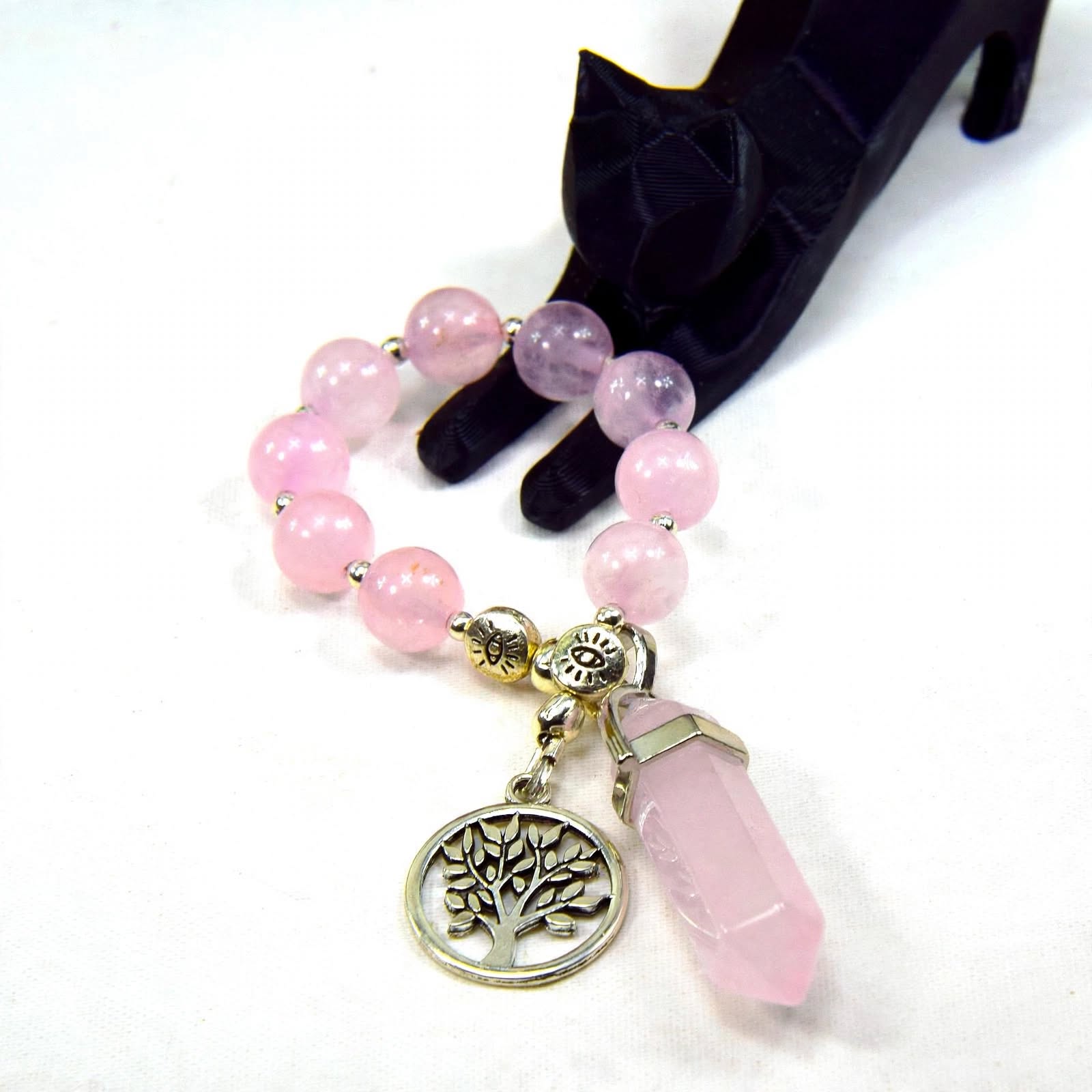 Echelle de sorcière en quartz rose avec pendule – Image 4