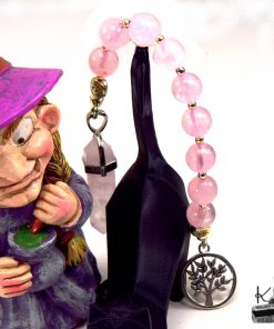 Echelle de sorcière en quartz rose avec pendule – Image 3