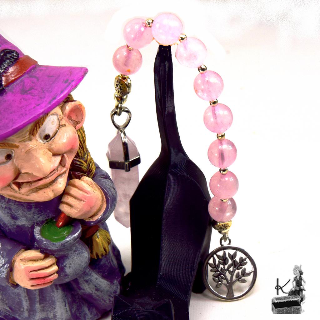 Echelle de sorcière en quartz rose avec pendule – Image 3