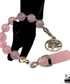 Echelle de sorcière en quartz rose avec pendule – Image 2